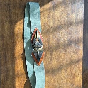 Karen Scott Green Belt with Brown and Gold Accents